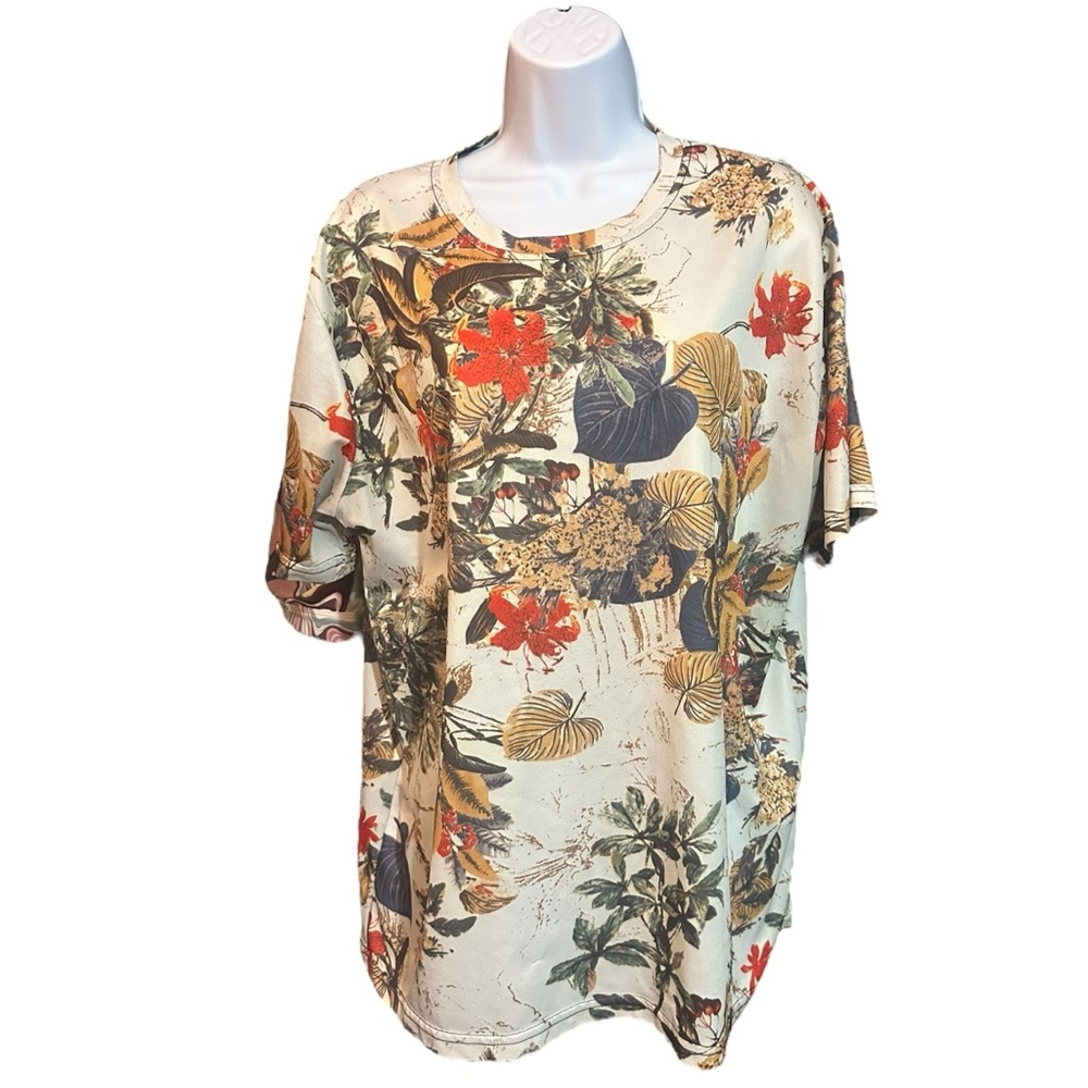 Mens Floral Short Sleeve Shirt Multicolor XXL